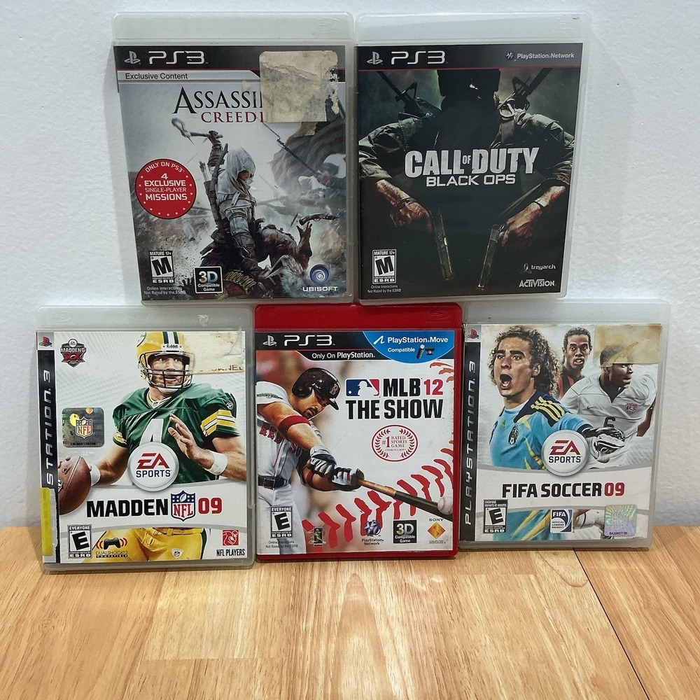 PlayStation‎ 3 Game Lot: Call of Duty Black Ops Madden Assassins Creed MLB FIFA